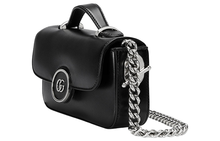 Женская мини-сумка GUCCI через плечо из черной кожи — фото 2