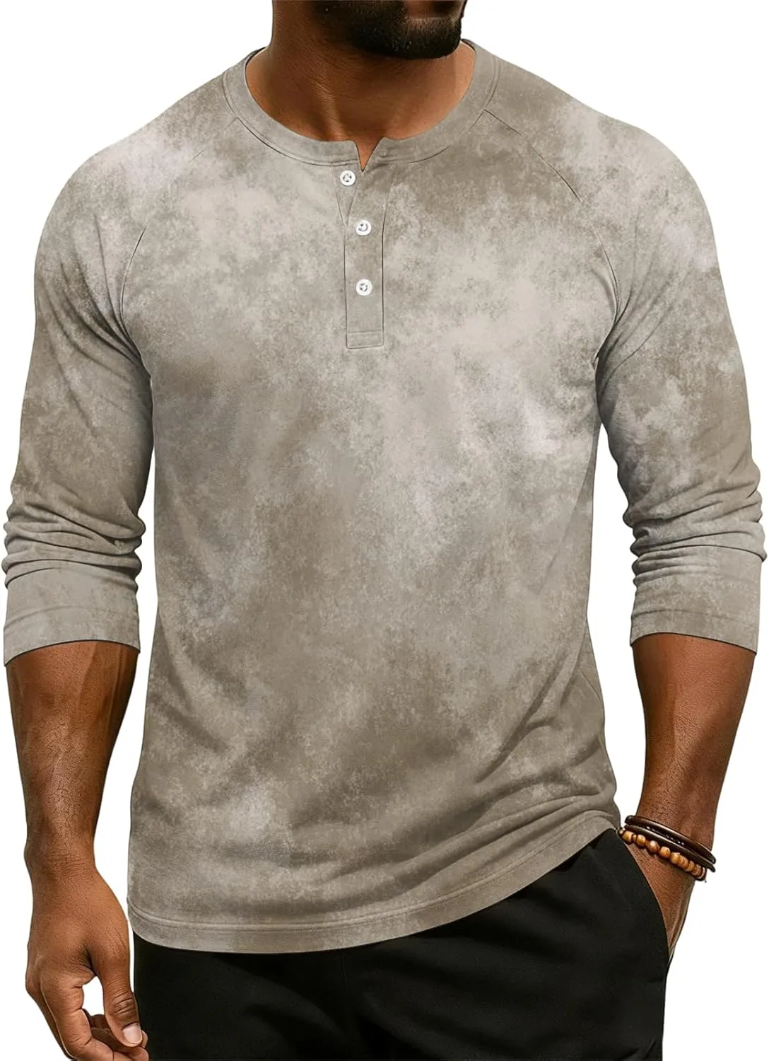 

Мужская футболка с принтом 3/4 рукава Henley