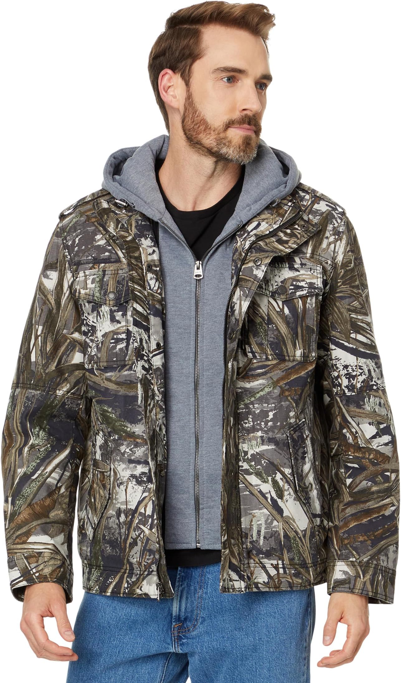 

Худи Levi's Two-Pocket Hoodie with Zip Out Jersey Bib/Hood and Sherpa Lining, Real Tree