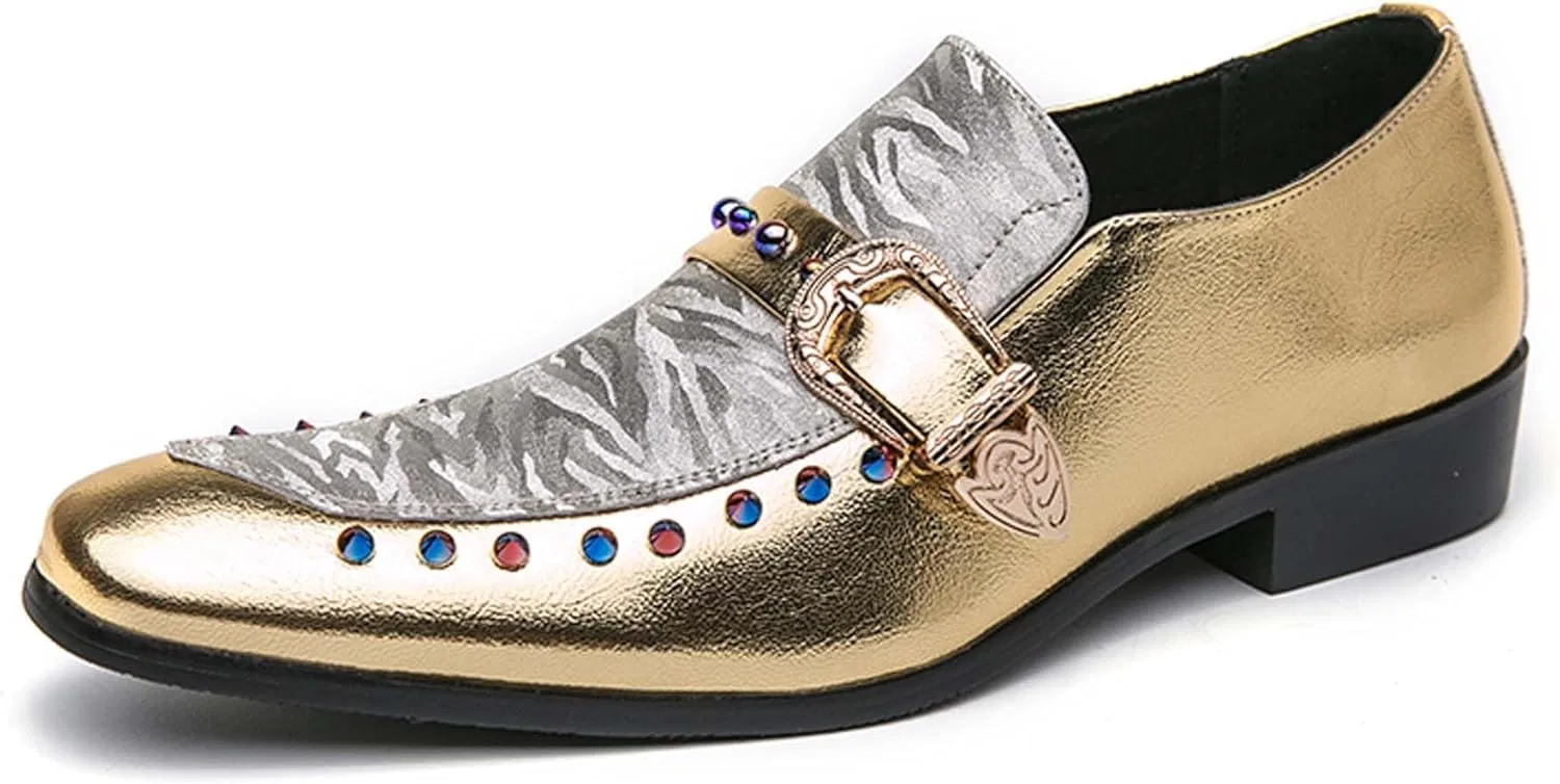 Лоферы мужские с шипами, Metallic/Silver Vtiao