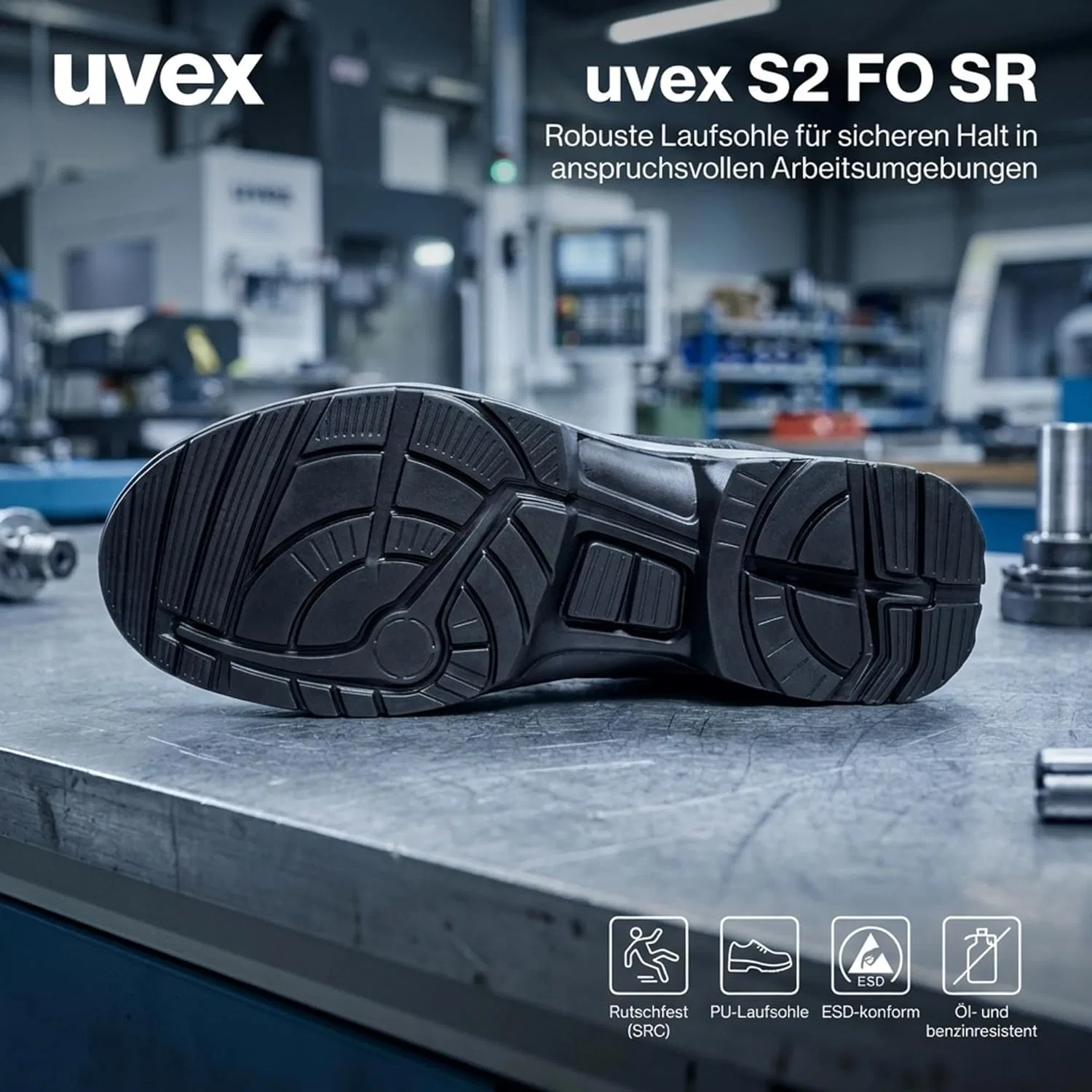Uvex 1 Duo Low Shoe S2 - Защитная обувь для работы в легких условиях - Спортивная, легкая и гибкая, черно-красная — фото 3