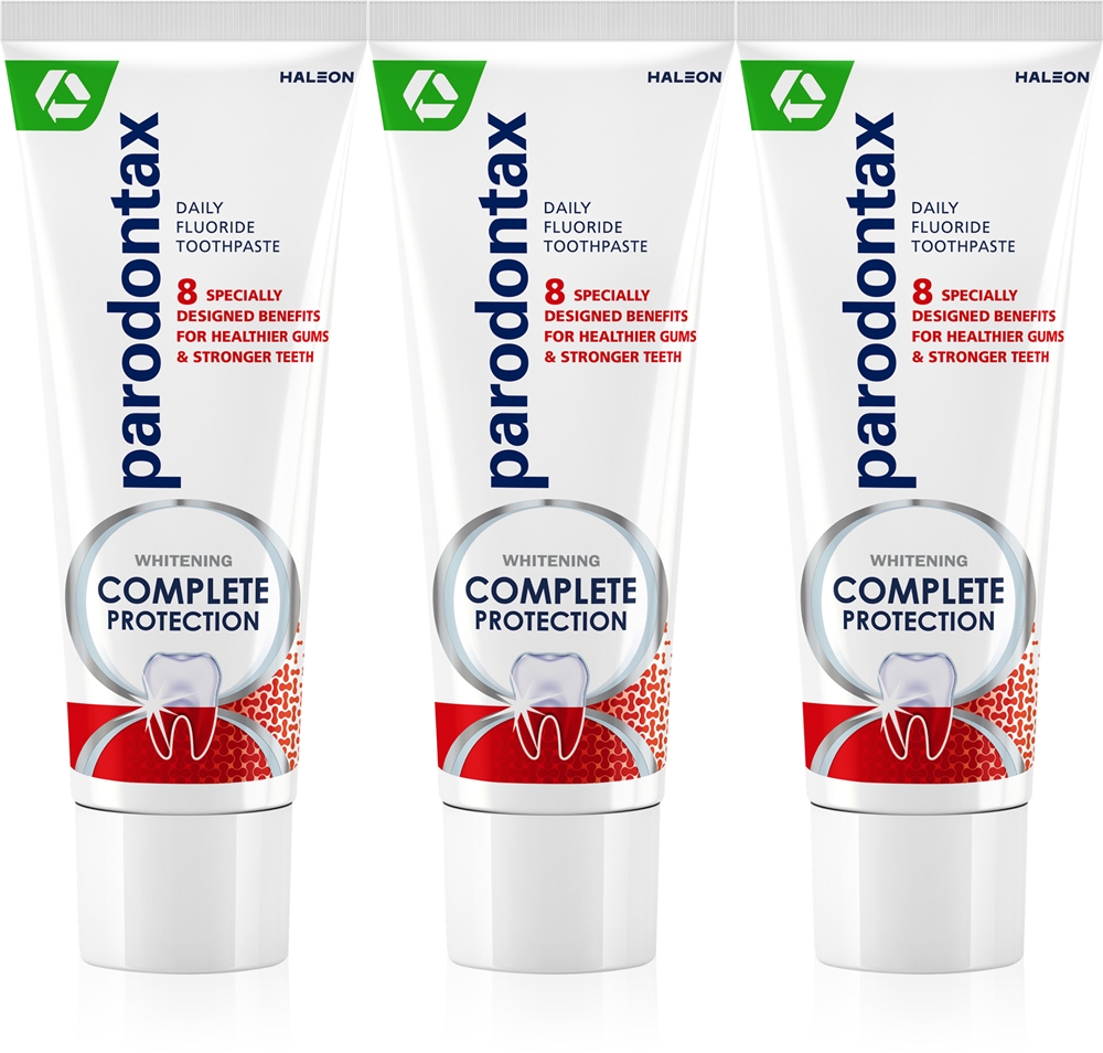 

Отбеливающая зубная паста с полной защитой и фтором Parodontax, 3× 75 мл