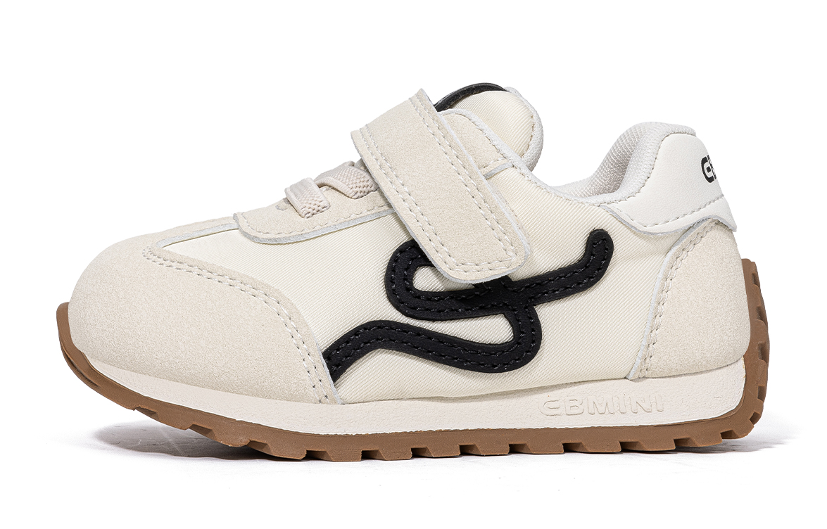 

Скользостойкие противоударные амортизирующие износостойкие легкие амортизирующие низкие детские беговые кроссовки EBMINI, бежевый черный