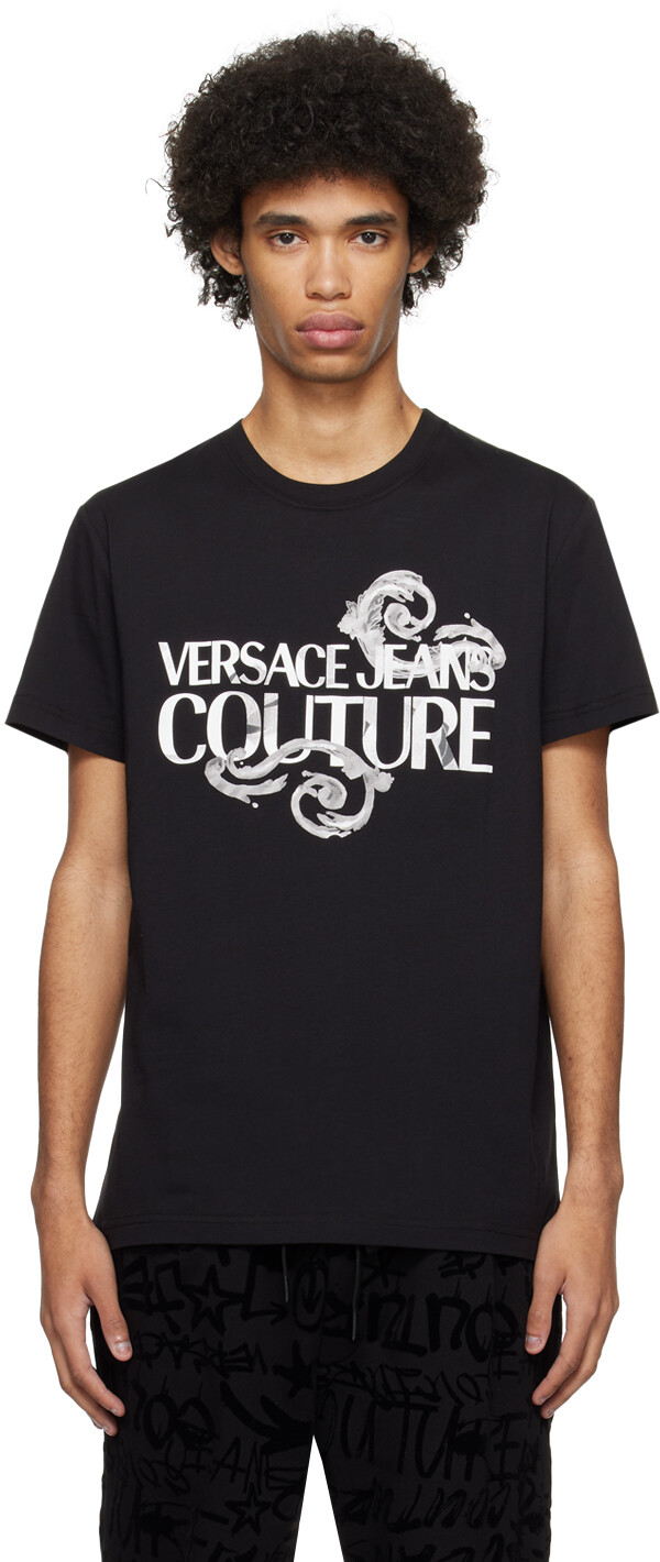 

Черная футболка с акварелью от кутюр Versace Jeans Couture, цвет Black