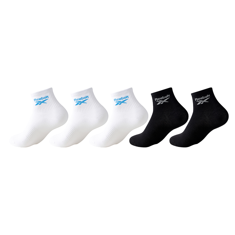 

Набор носков Mid Calf Unisex Combo Set Reebok, [5 pack]3 белый 2 черный (синий logo)