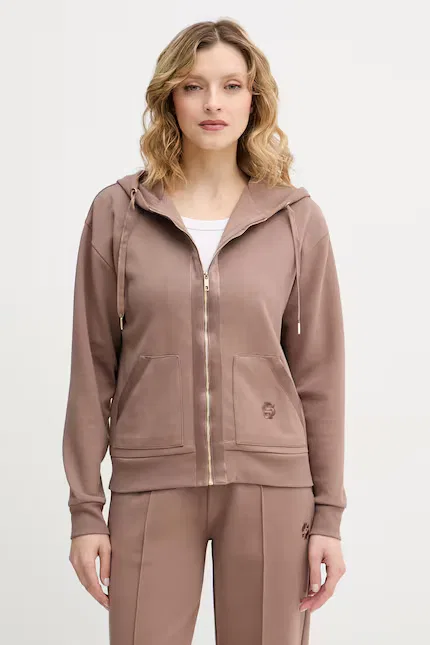 Блуза с капюшоном на молнии Shiny B Jacket H BOSS, коричневый