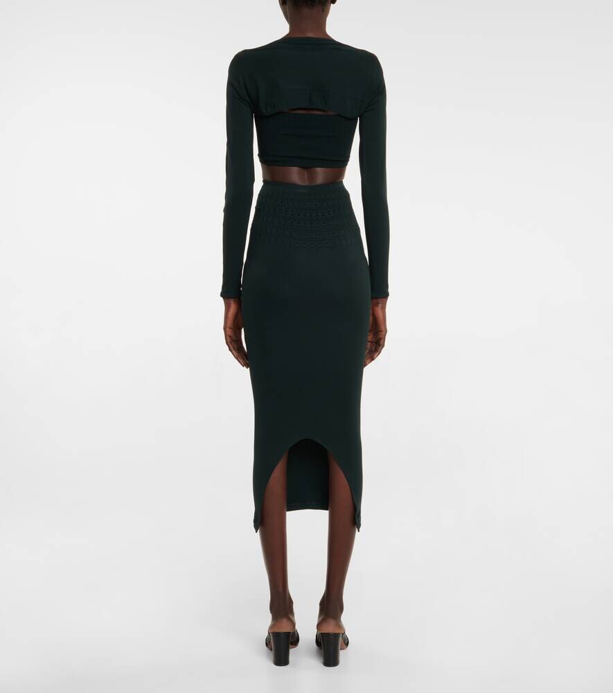 Техническая юбка миди с вырезами ALAÏA, зеленый — фото 3