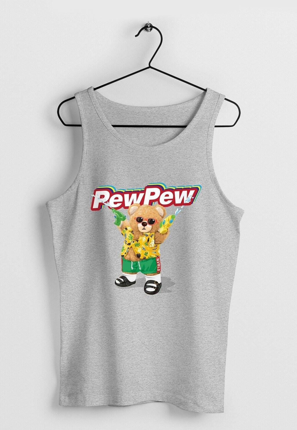 

Топ TANK-PEW PEW BÄR SOMMER AUFDRUCK MOTIV LUS Neverless, серый