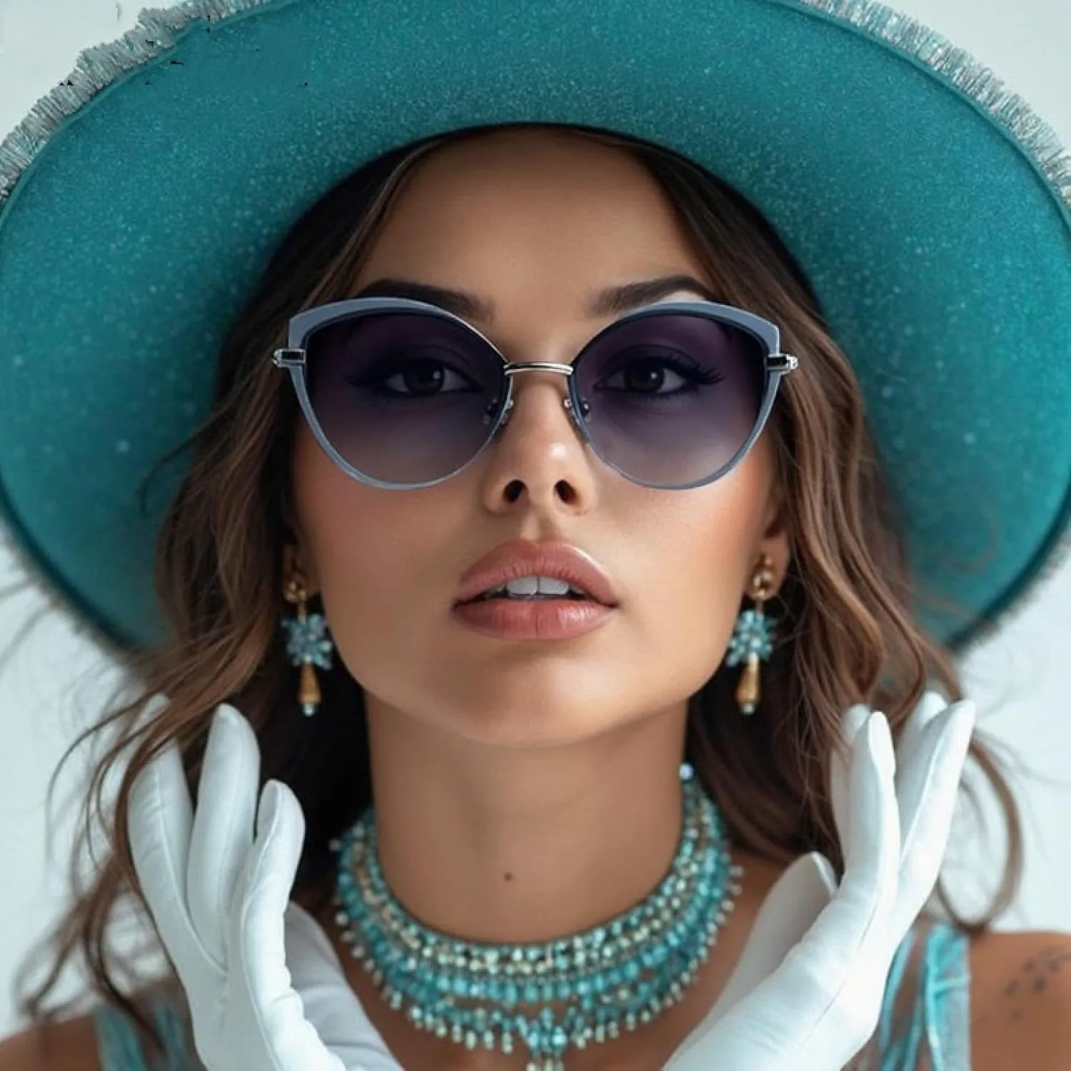 

Женские солнцезащитные очки без оправы, роскошная овальная металлическая оправа, винтажный стиль, защита от УФ-излучения UV400 TOIPASTN, C6silvergreengray