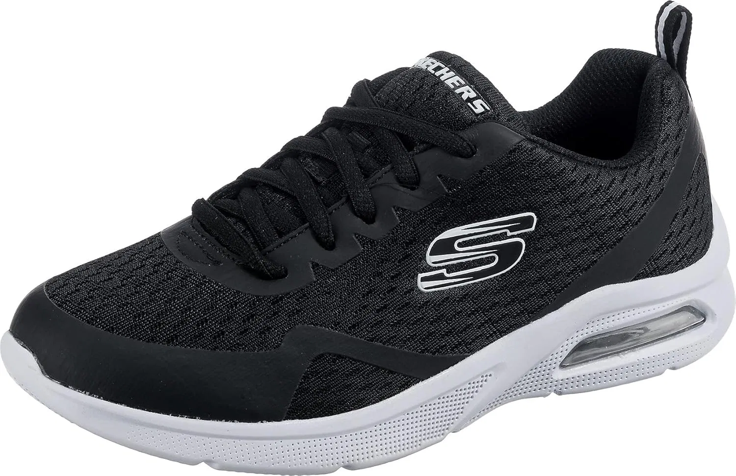 Кроссовки Skechers Girls' Microspec Max Electric Jumps, Black Textile Black White Trim