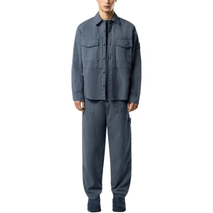 Рубашка с патчем Stone Island Slate Blue — фото 4