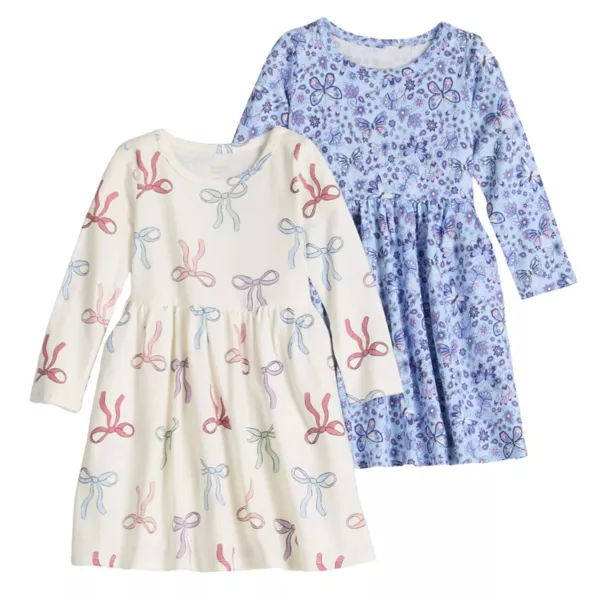 

Платье для девочек 4-12 лет, 2 пары, с длинными рукавами Jumping Beans, цвет ivory multi bows