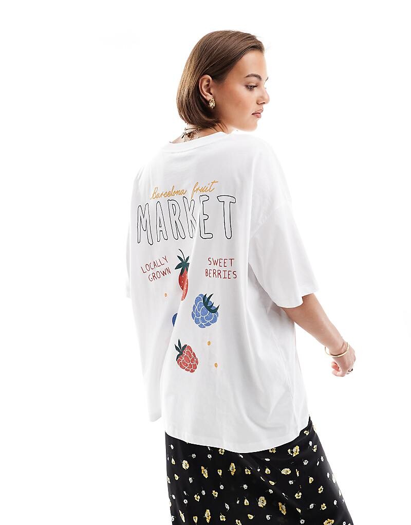 

Белая футболка оверсайз с принтом «Фруктовый рынок» ASOS DESIGN