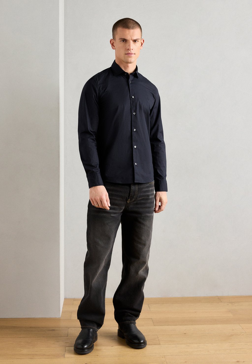 

Официальная рубашка SPREAD COLLAR LONG SLEEVE ROUND HEM Marc O'Polo, черный