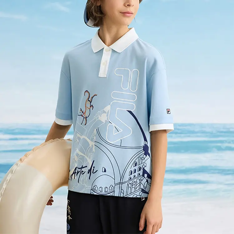 Поло светлый ocean blue для подростков FILA KIDS, синий — фото 3