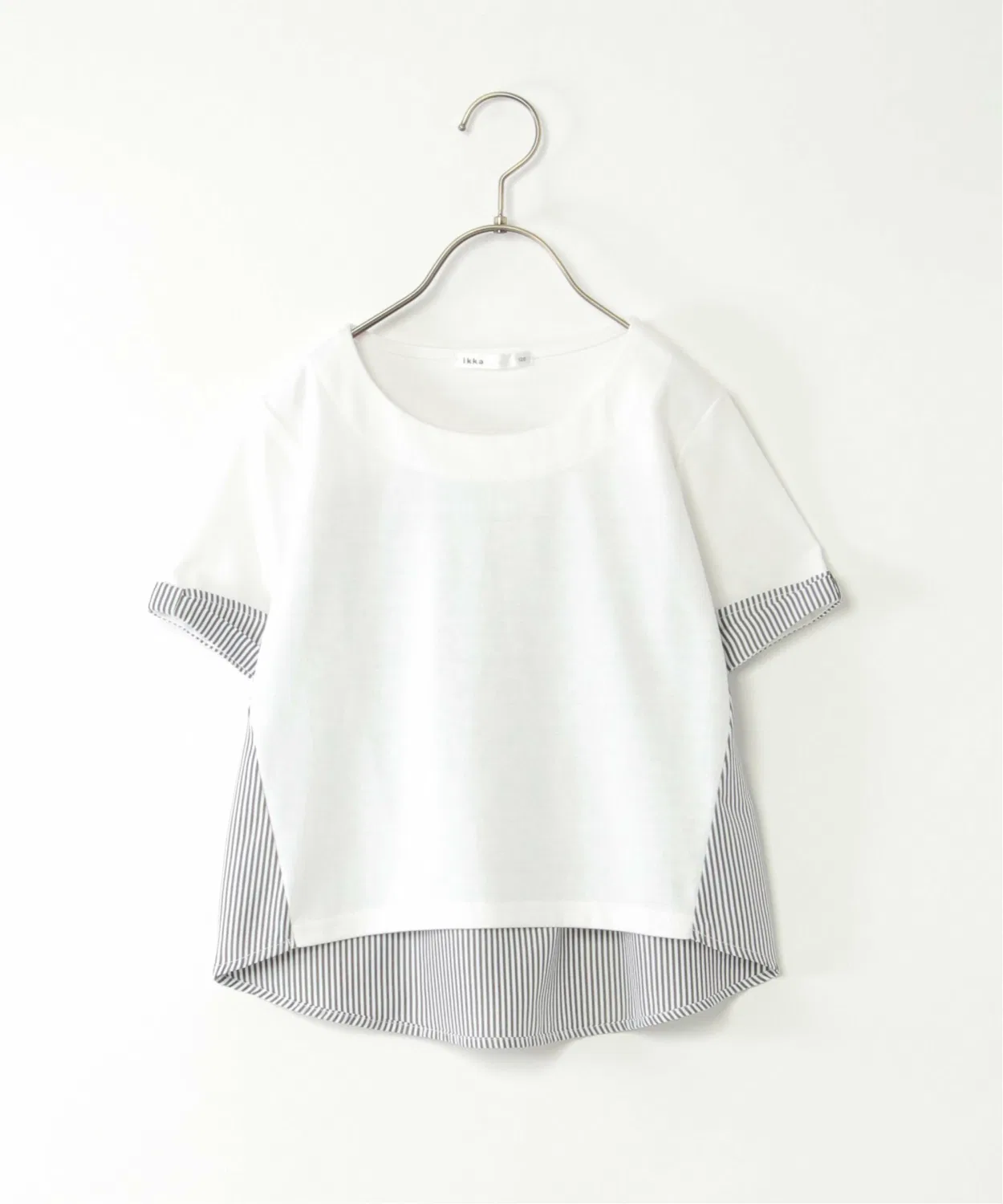 Футболка с ленточной отделкой на рукавах (120-160 см) Ikka, off white