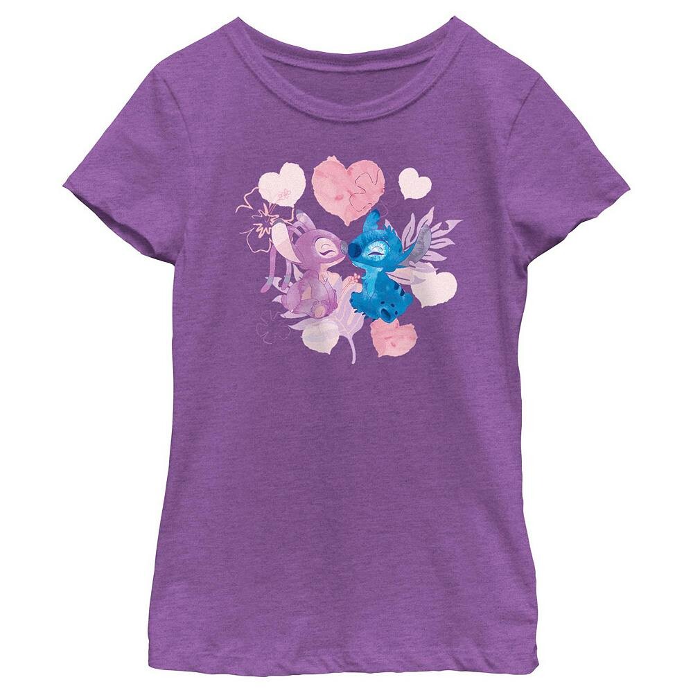 

Футболка Disney's Lilo & Stitch с рисунком «Angel And Stitch Kiss Girls», цвет Purple Berry