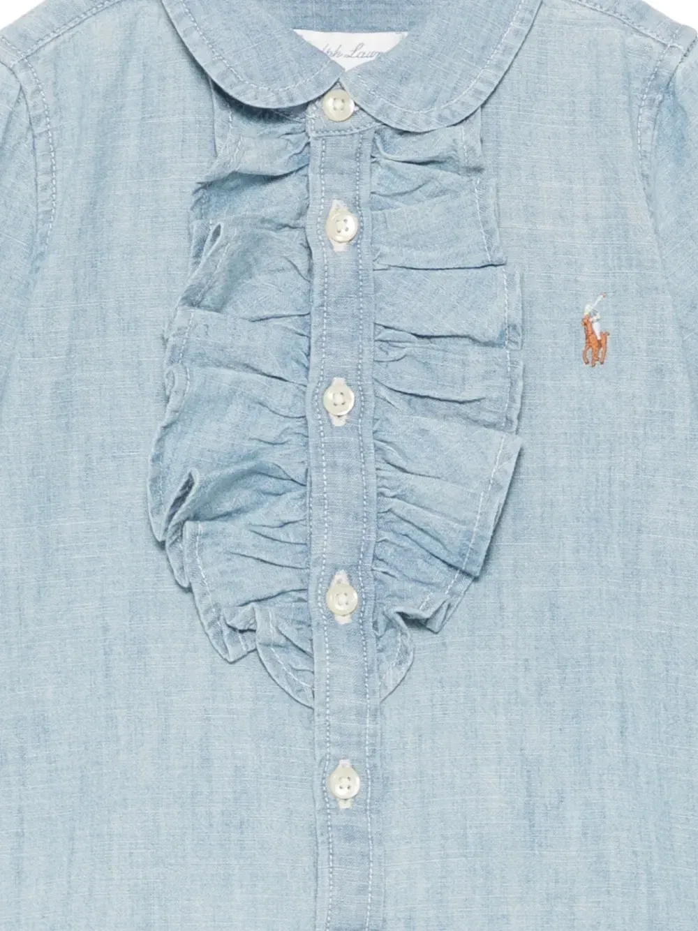 Комплект из рубашки и брюк с цветочным принтом и оборками POLO RALPH LAUREN KIDS, синий — фото 3