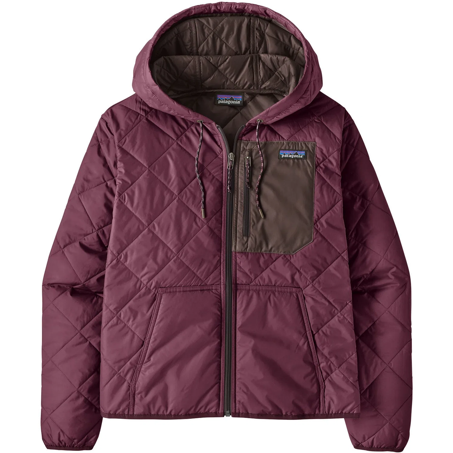 Стеганое утепленное худи-бомбер с капюшоном, модель Diamond Quilted Insulated Bomber Hoody Patagonia, Berry Fig