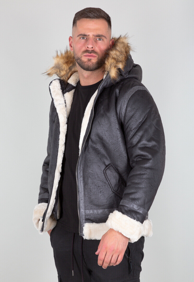 

Куртка Alpha Industries B3 FL Hooded, черная, Черный, Куртка Alpha Industries B3 FL Hooded, черная