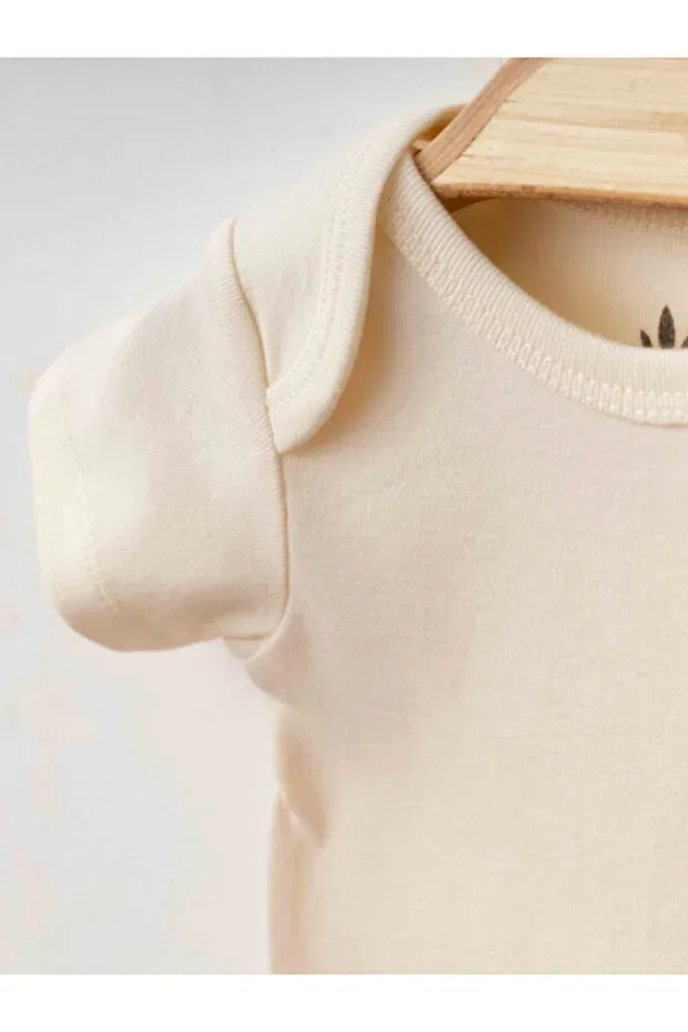Детское для новорожденных боди-комбинезон хлопковый набор Honeybean organic cotton baby body set gots certified sleeveless and short sleeve Eslenza, Ecru — фото 3