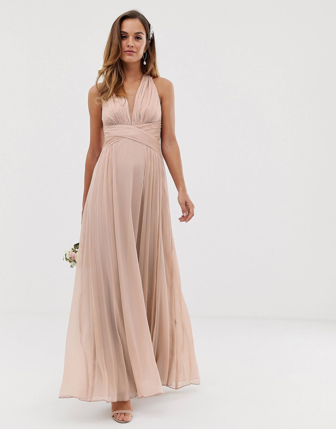 

Платье макси с драпировкой на лифе и поясом на талии ASOS DESIGN Bridesmaid