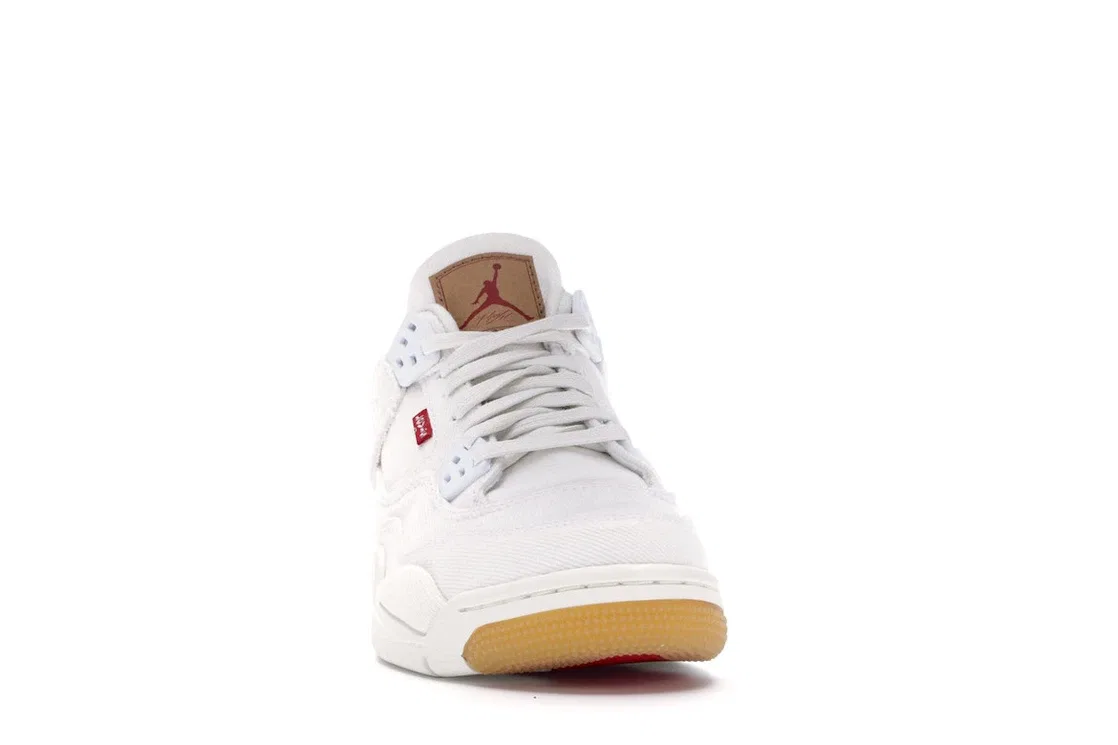 Детские кроссовки Lifestyle с джинсовым верхом Jordan 4 Retro Levis White (GS) (Levis Tag), White/White-White — фото 2