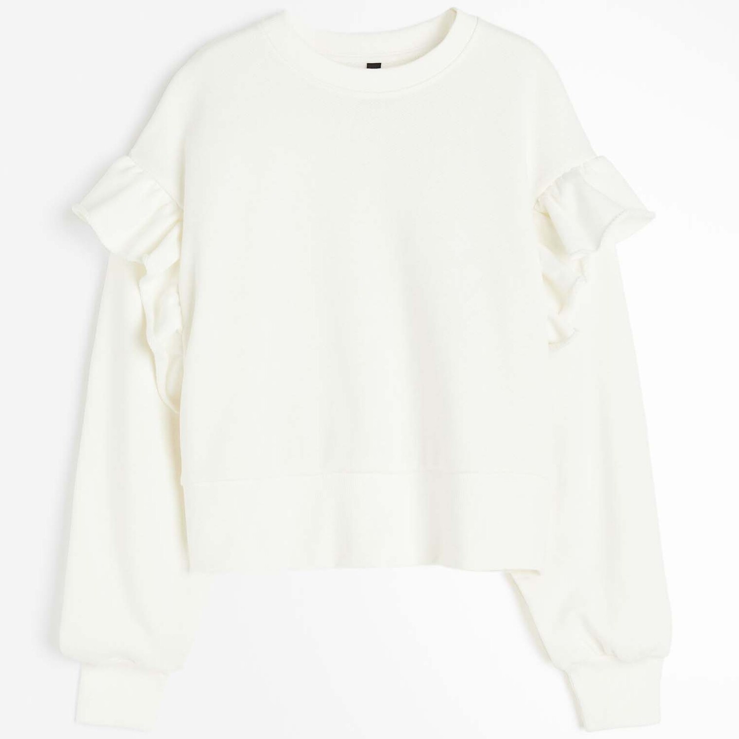 

Свитшот H&M Oversized Ruffle-trimmed, кремовый, Бежевый, Свитшот H&M Oversized Ruffle-trimmed, кремовый