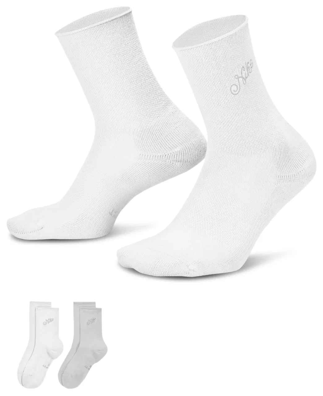 Женские носки с микро-паголенком, 2 пары, Nike, White/Gray