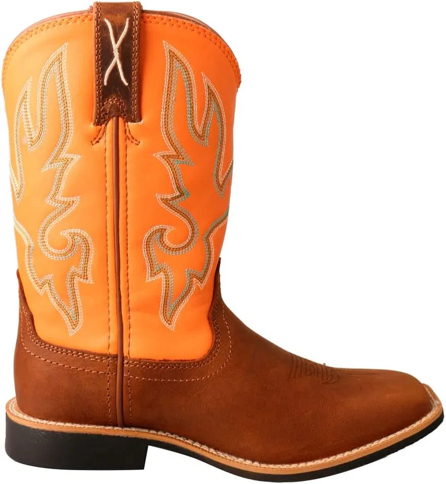 Детские сапоги для девочек с квадратным носком Top Hand Twisted X, Tan Orange — фото 3