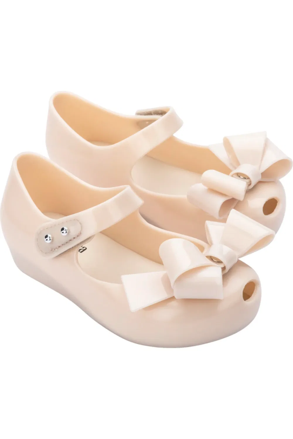 Туфли балетки детские на липучке Ultragirl Classy Bow Mini Melissa, бежевый