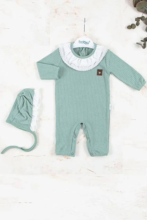 Детский комбинезон для девочек хлопковый с вышивкой Basics Babydonat, Green