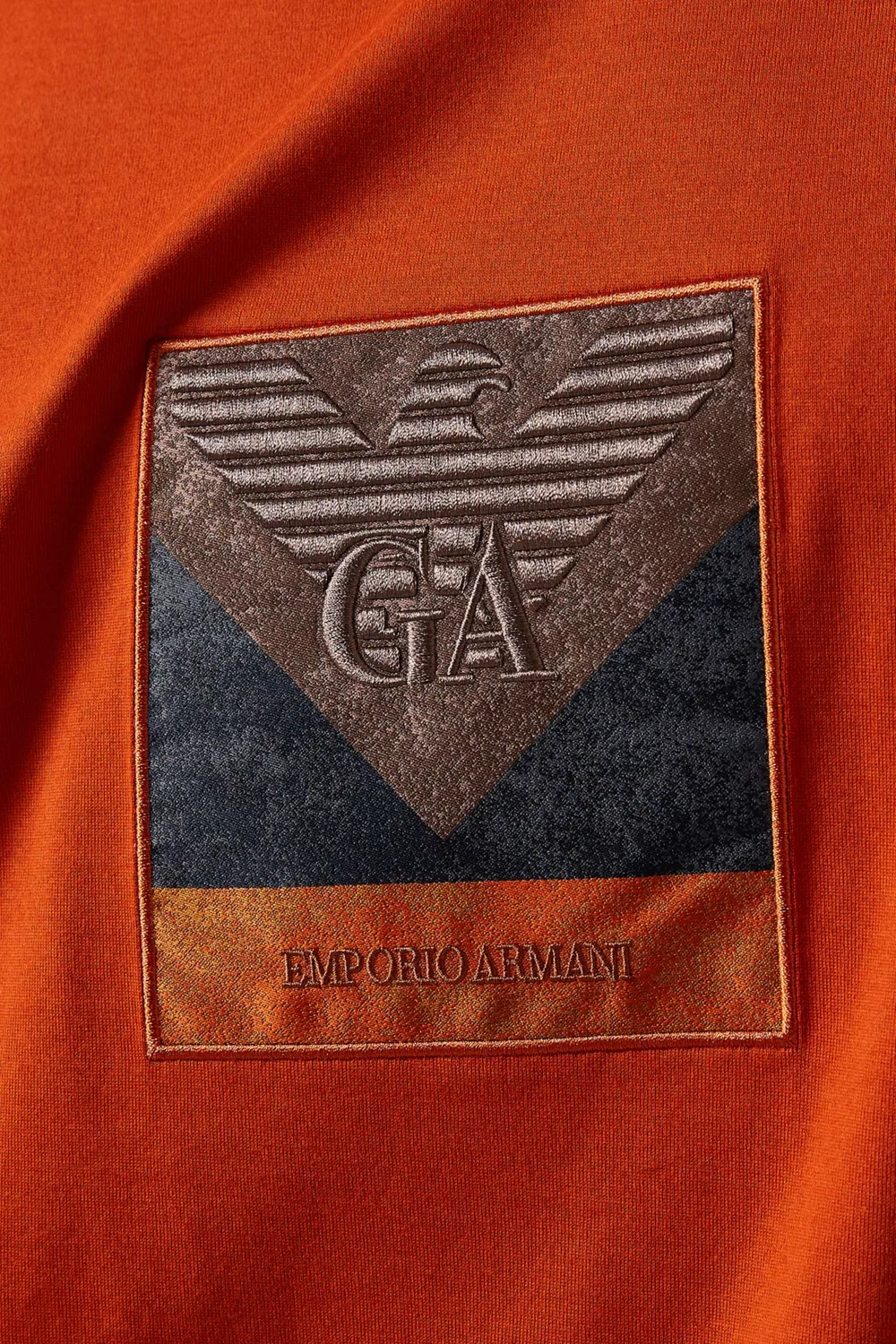Футболка с коротким рукавом в цвете блок Emporio Armani, оранжевый — фото 4