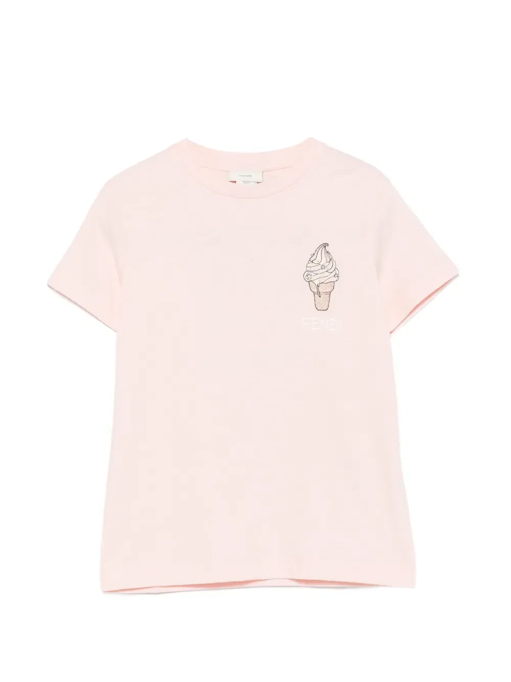 Футболка с вышивкой мороженого Fendi Kids, розовый