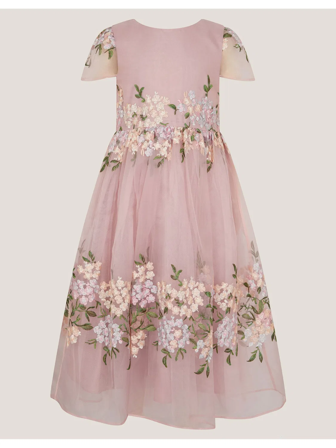 Платье с вышивкой Monsoon Pink Floral Embroidered Organza Party Dress, розовое — фото 3