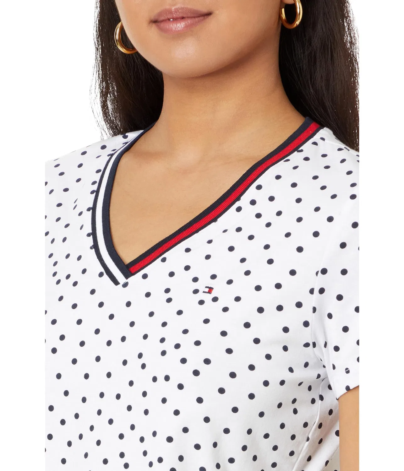 Женская футболка с v-образным вырезом и коротким рукавом DOT Tee Tommy Hilfiger, Bright White/Sky Captain — фото 3