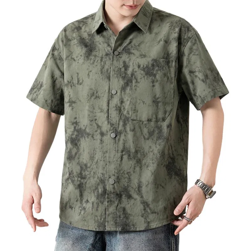 Детская рубашка с коротким рукавом Oversize Tonlion, Арми Грин