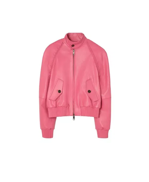 Мужская куртка из кожи с воротником-стойкой Locksley Burberry, Nougat Pink — фото 3