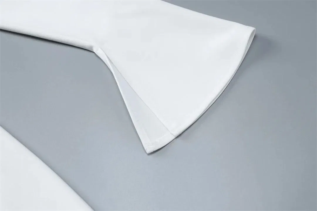 Женское A-силуэта платье с открытыми плечами и длинными рукавами, White — фото 3