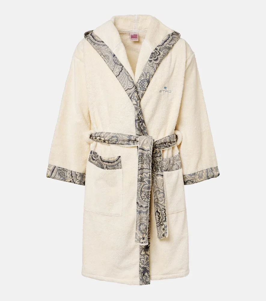 Хлопковый махровый халат Bloom Etro, синий