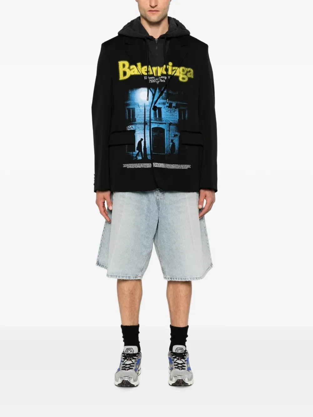 Многослойный пиджак с графичным принтом Balenciaga, серый — фото 2