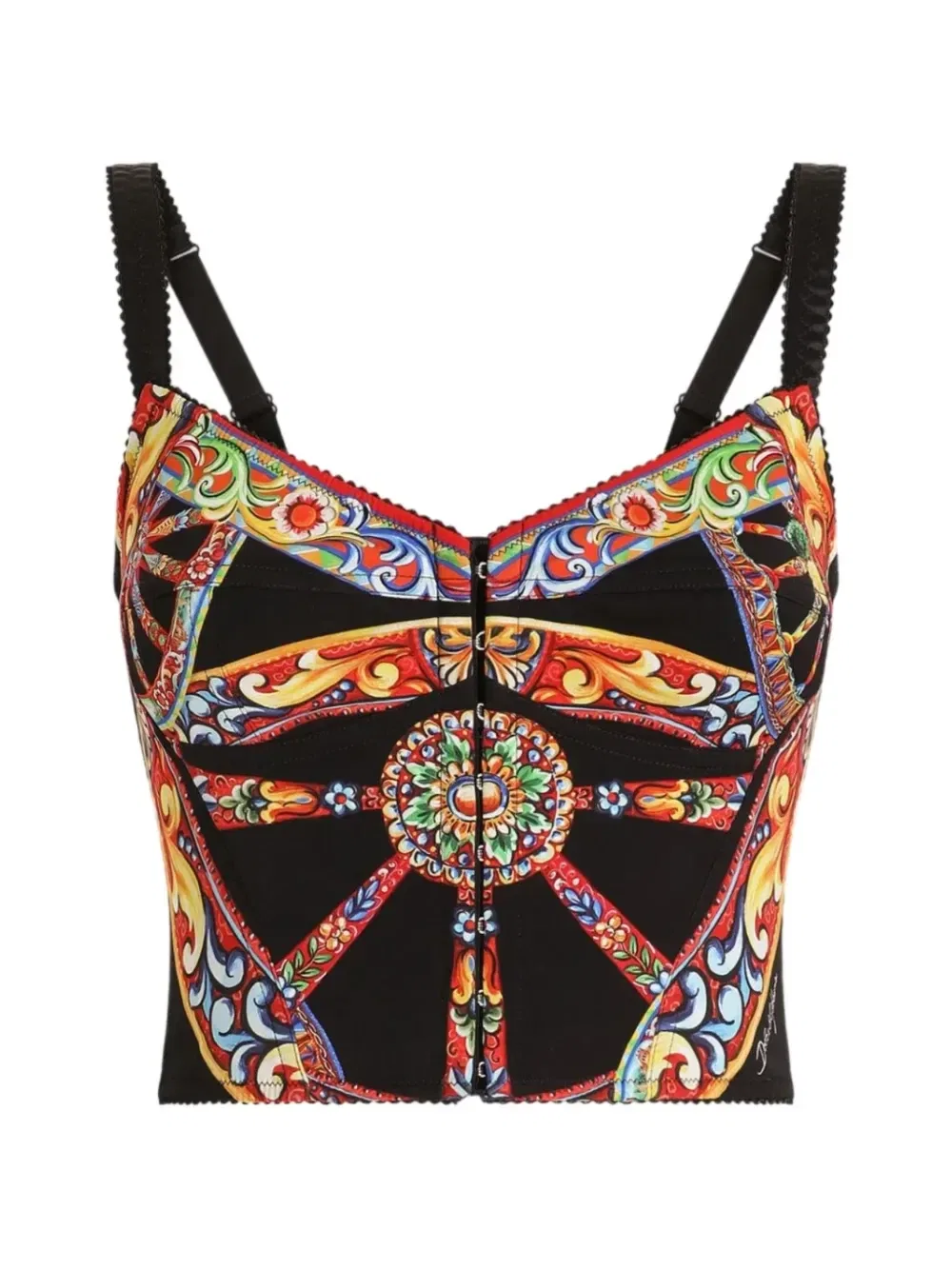 Корсетный топ с принтом Carretto Dolce & Gabbana, черный