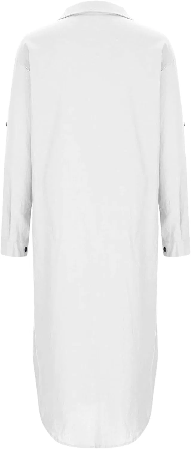 Женское платье-рубашка A-силуэта Button Down, White — фото 4
