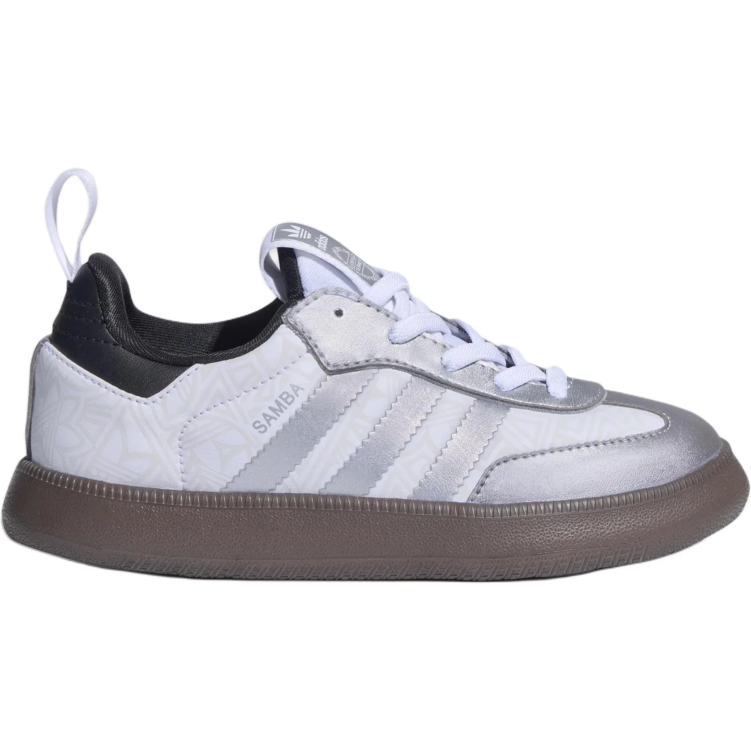 Детские кеды для мальчиков с контрастными полосками Samba Adidas Originals, Light Silver Gray — фото 3