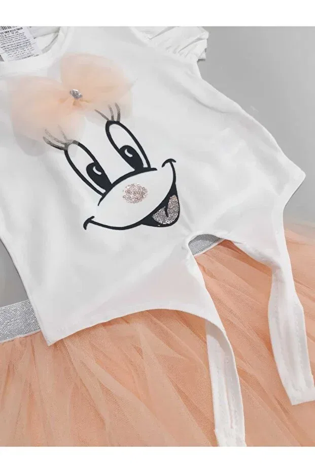 Детский комплект для девочек с принтом Smiling face belt-fastened tutu skirt summer two-piece girls' baby children's set Sönmez Baby, Yavruagzı — фото 2