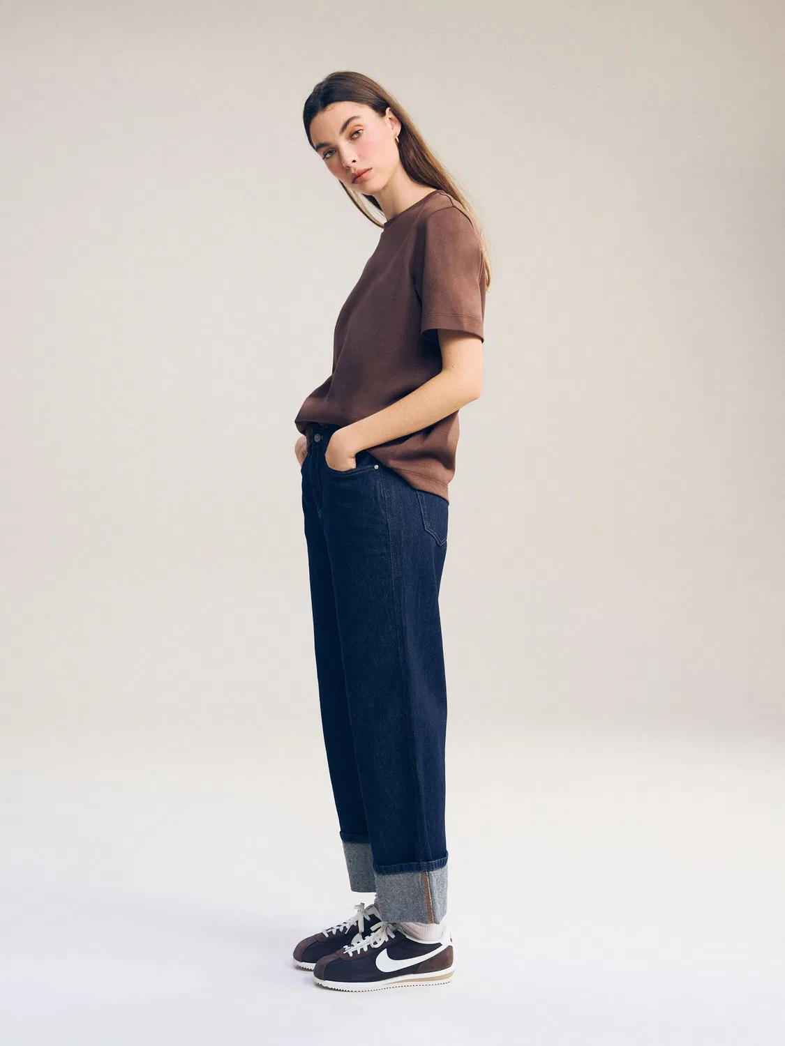 Футболка хлопковая с круглым вырезом, Chocolate Brown Next — фото 3