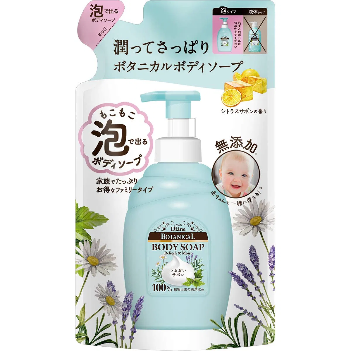 Пенка для тела Moist Diane Botanical Foam Body Soap, 700 мл, Refresh & Moist