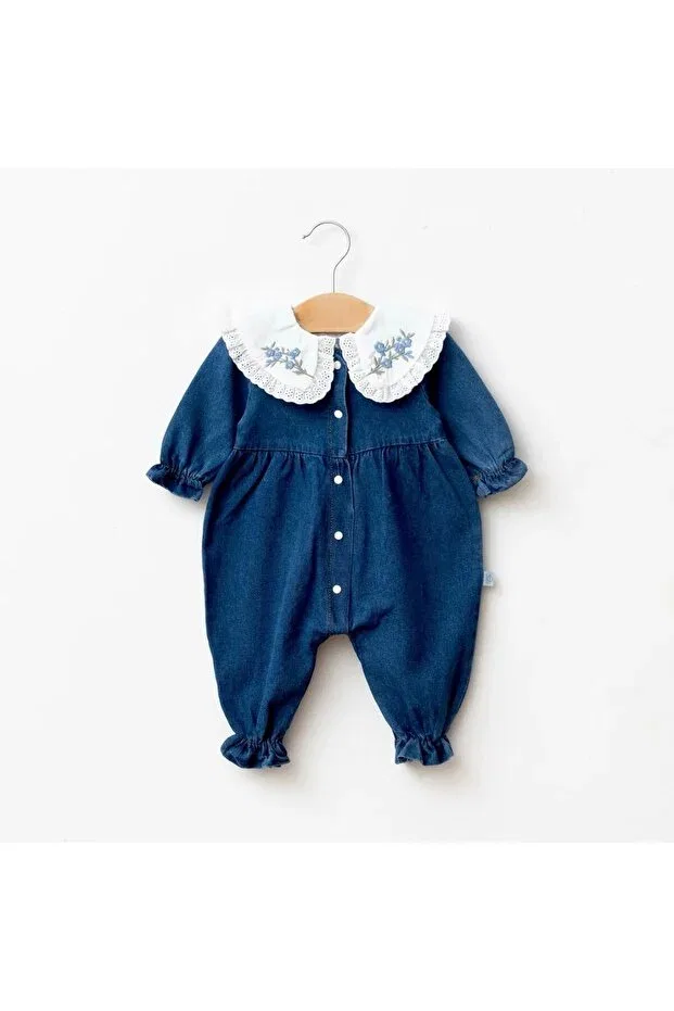 Детский комбинезон для девочек с вышивкой Momercy, Navy Blue