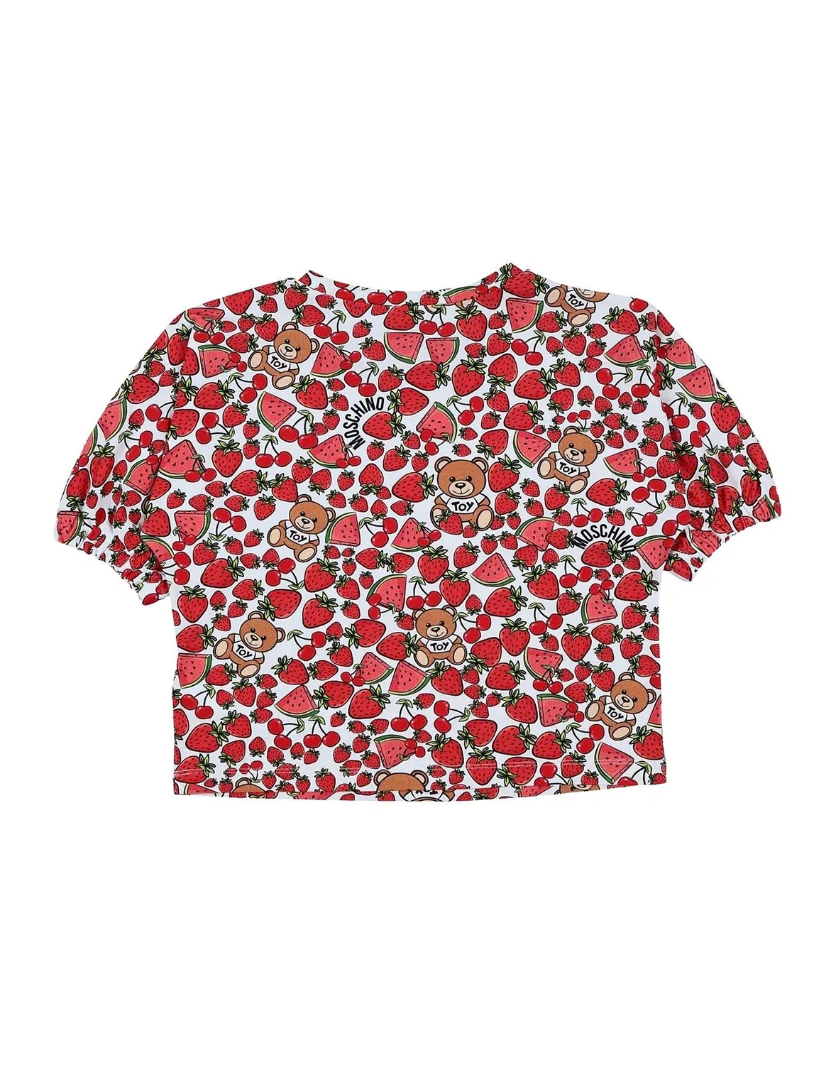 Детская футболка для девочек с принтом Moschino Teen, красный — фото 2