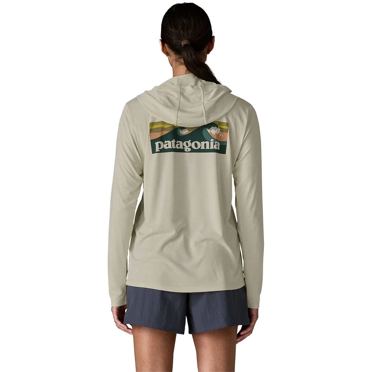 Женский свитшот с длинным рукавом Capilene Cool Boardshort Logo Daily Hoodie Patagonia, Dyno White